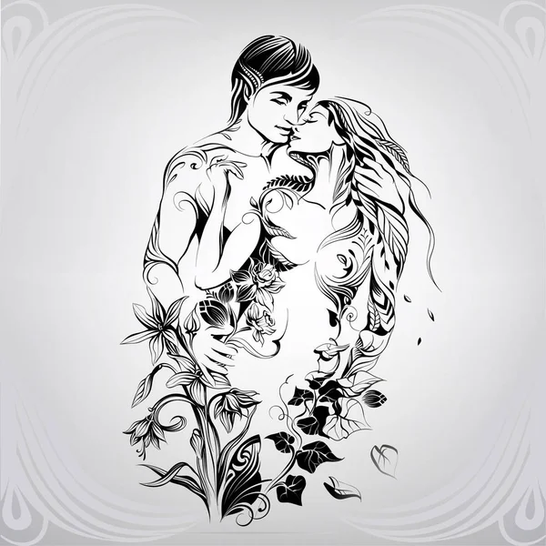 sevgi dolu bir çift silüeti