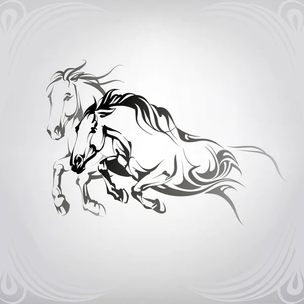 Σκιαγραφία από τα τρέχοντας άλογα — Διανυσματικό Αρχείο