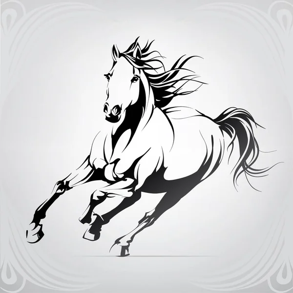 Silhouette of the running horse — Stock Vector