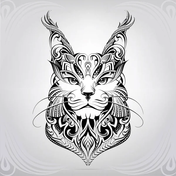 Tête de chat dans l'ornement — Image vectorielle