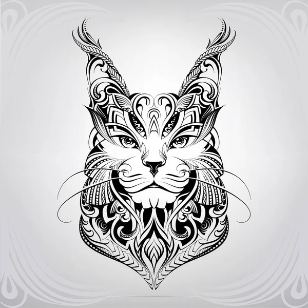 Cat head in the ornament — Stock Vector