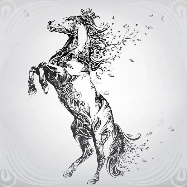 Лошадь с гривой из цветов — стоковый вектор