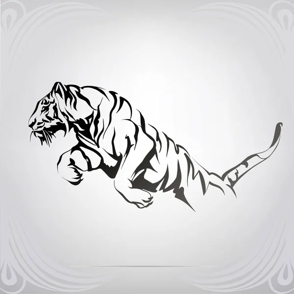 Tigre en salto, diseño de ilustración — Vector de stock