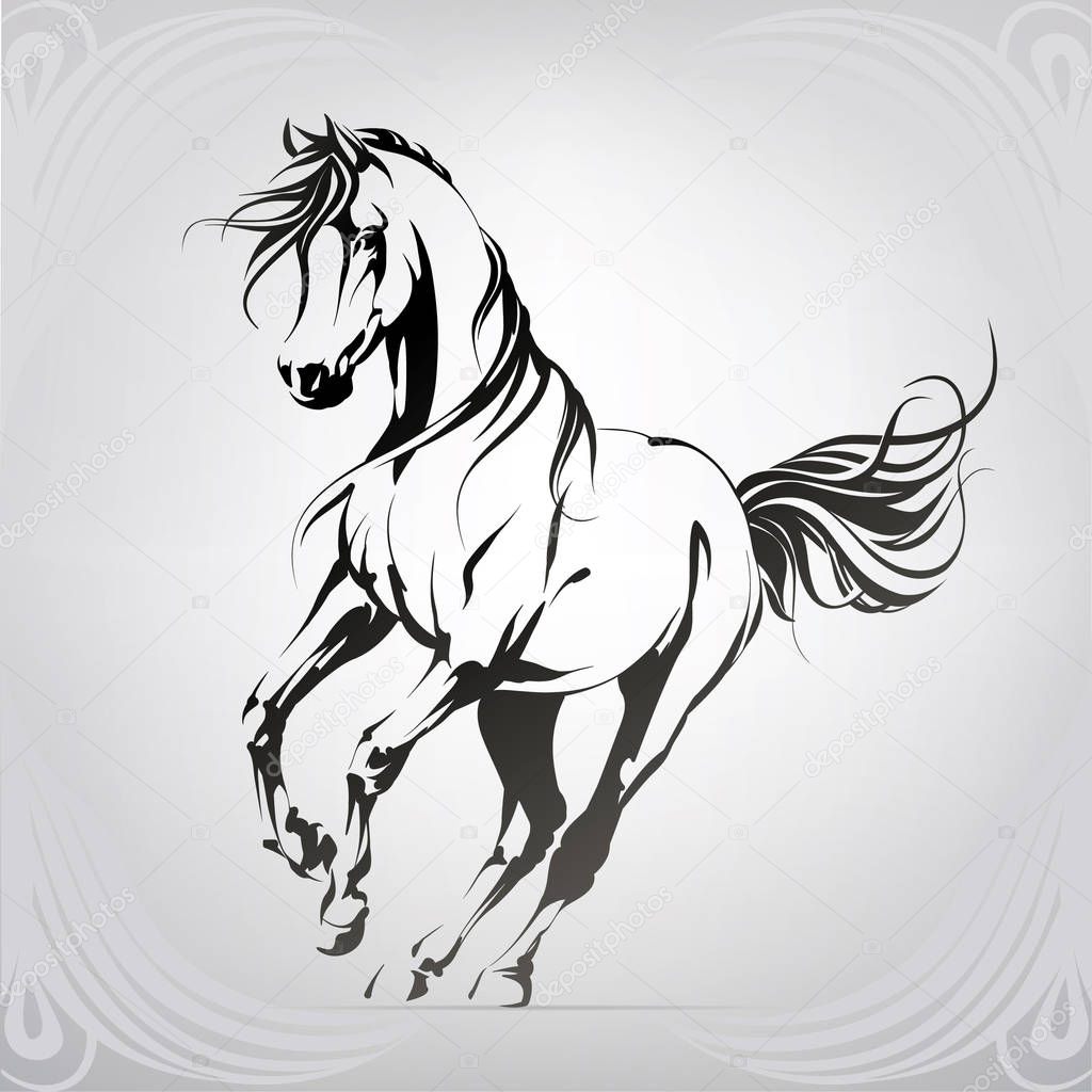 Vector silhouette of a running horse