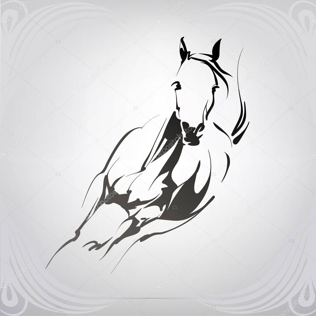 Vector silhouette of a running horse