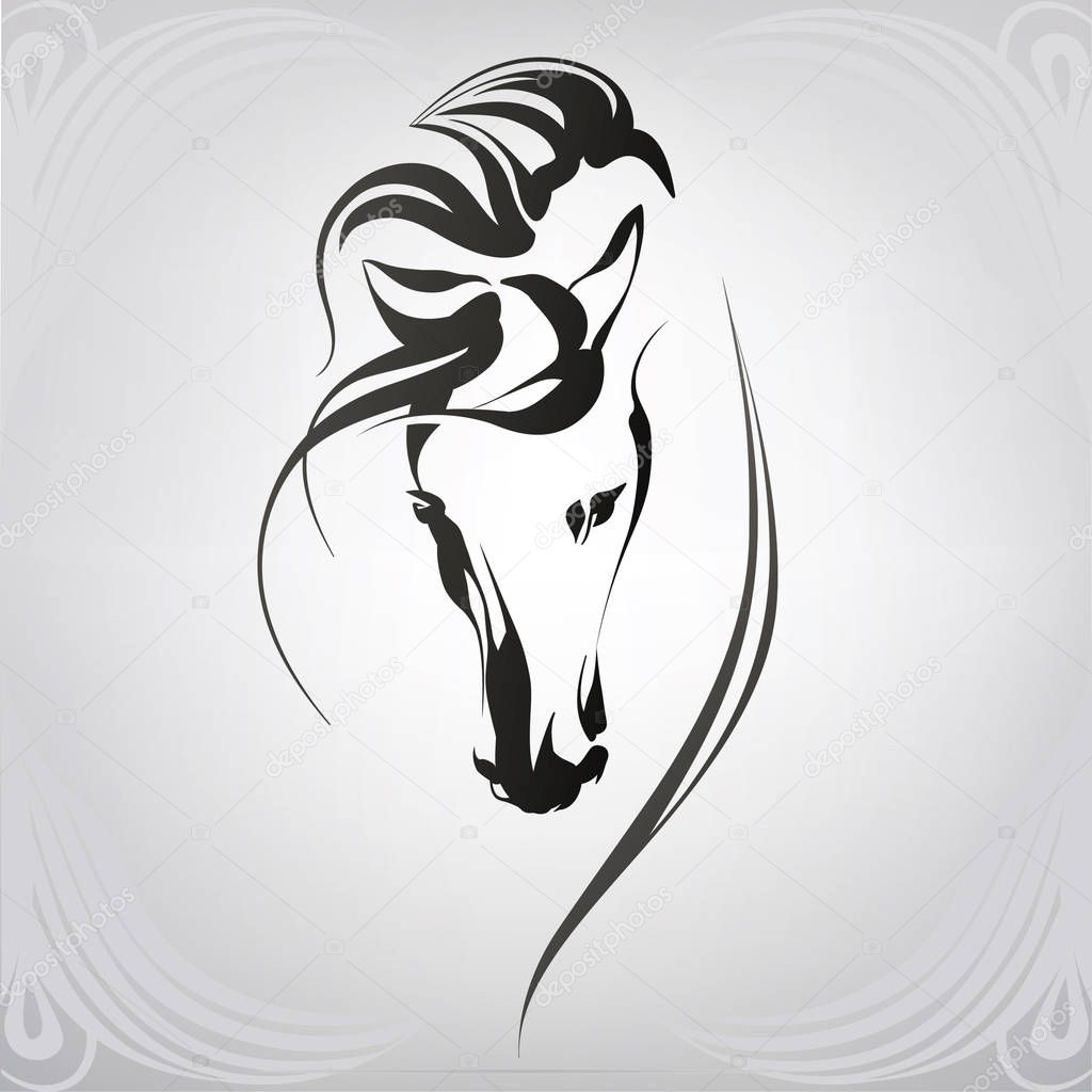 Vector silhouette of a horse's head