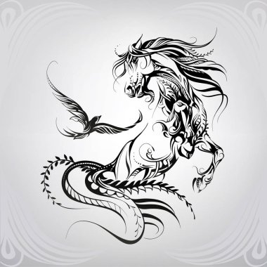 Süs içinde at ve kuş