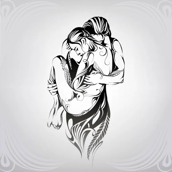 Hombre y mujer en el ornamento — Vector de stock