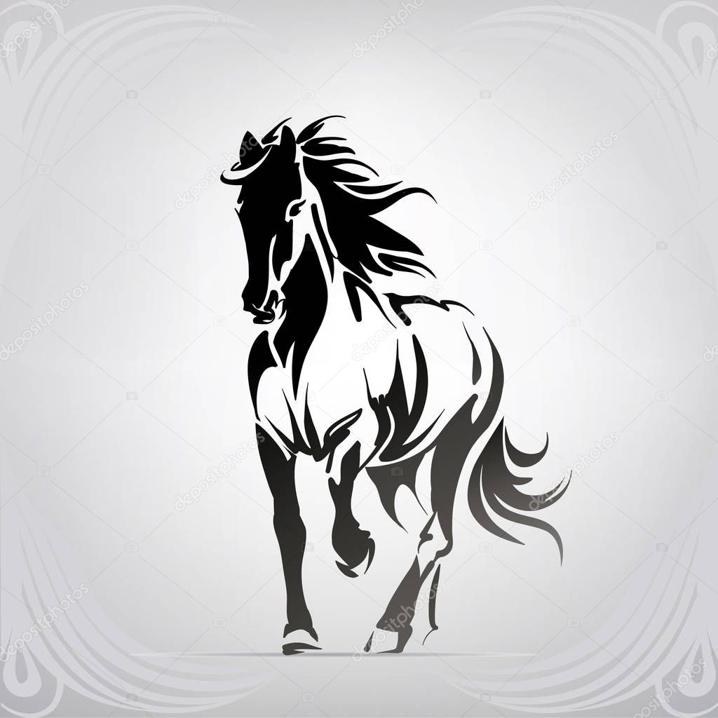 Silhouette of the running horse