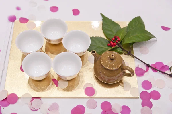 Παραδοσιακό Ιαπωνικό Τσάι Δοχεία Εικόνα Αρχείου