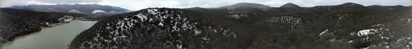 Сукко Искусственное Озеро Кипарисами Зима Анапе — стоковое фото