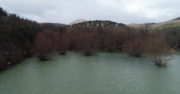 Sukko - un lac artificiel avec des cyprès. Hiver à Anapa .