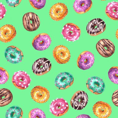 Renkli gla suluboya el çizilmiş kroki illüstrasyon seti