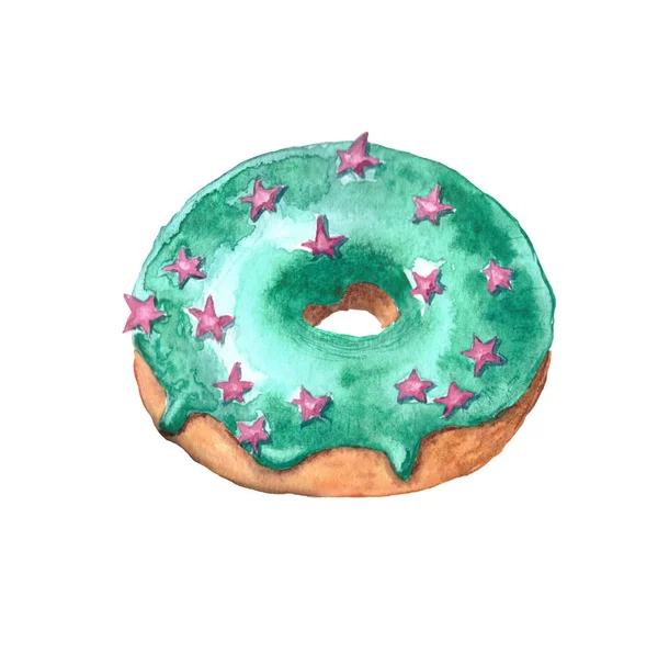 Watercolor hand drawn sketch illustration of donuts isolated on — Stock Photo, Image