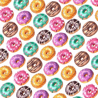 Renkli sırlı don suluboya el çizilmiş kroki illüstrasyon