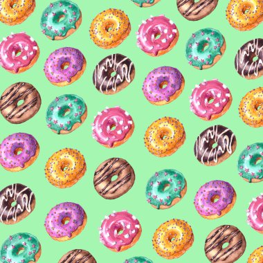 Renkli sırlı don suluboya el çizilmiş kroki illüstrasyon