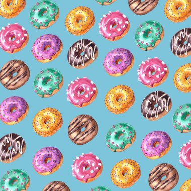 Renkli sırlı don suluboya el çizilmiş kroki illüstrasyon