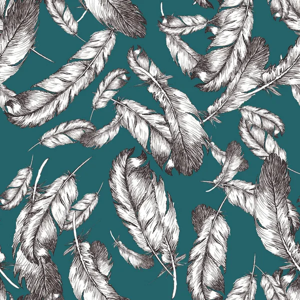 Dibujo blanco y negro ilustración de plumas de pájaro en d de moda —  Fotos de Stock