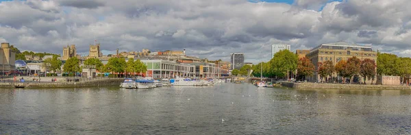 Panoramautsikt Över Bristol Docks Tittar Mot City Centre England Storbritannien — Stockfoto