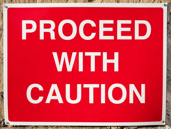 Proceed Caution Sign United Kingdom — Stock Photo, Image