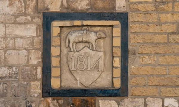 Nailsworth Mill Old Stone Sign Only Surviving Symbol Heskins Barnard — Stock Photo, Image