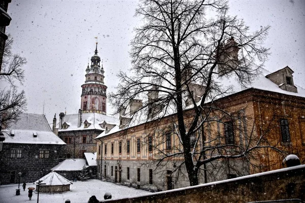 Widok Miasta Czeski Krumlov Wpisanych Listę Dziedzictwa Światowego Unesco Slide — Zdjęcie stockowe