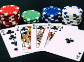 Poker karty v royal flush a poker chips