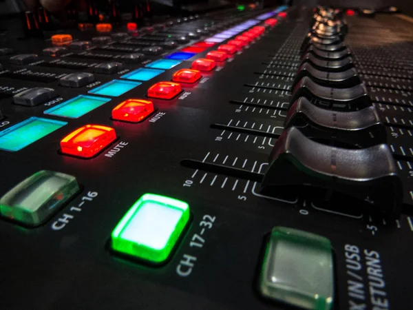 Keys and buttons in digital audio mixer