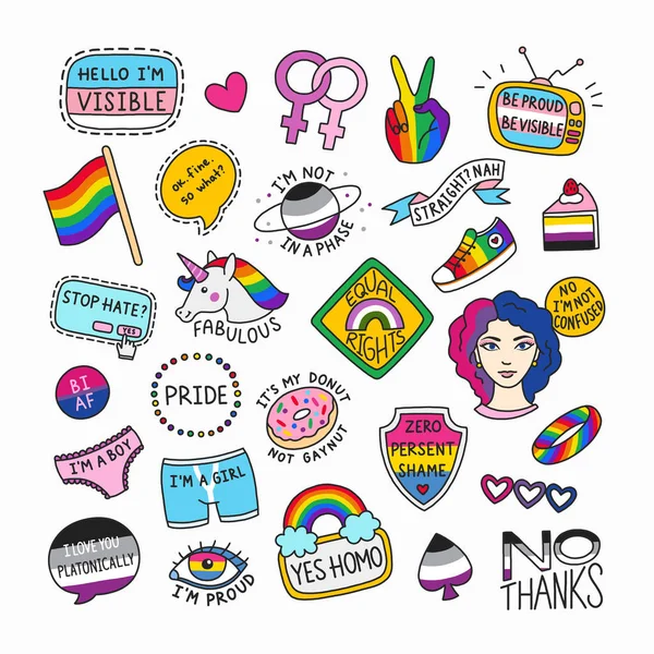 Conjunto de símbolos LGBT en estilo de dibujos animados — Vector de stock