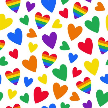 LGBT gökkuşağı kalpleri ile Dikişsiz desen