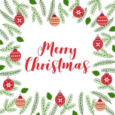 Noel tebrik kartı. Elle çizilmiş vektör illüstrasyonu.