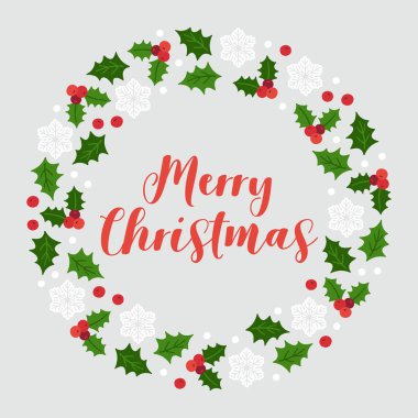 Noel çelengi. Elle çizilmiş vektör illüstrasyonu.