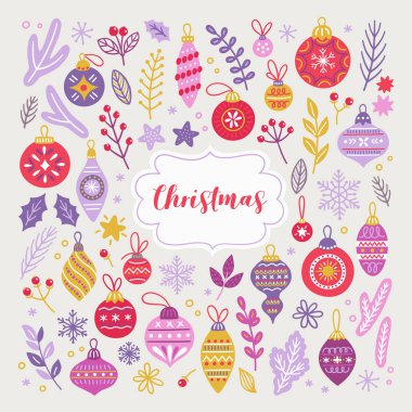 Noel tasarım öğeleri kümesi vektör.