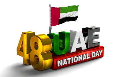 Birleşik Arap Emirlikleri Ulusal Günü Uae Balonu, Birliğin Ruhu, Uae Ulusal Bayrak Günü, Yıldönümü Kutlaması 2 Aralık, Uae 48 Bağımsızlık Günü, 3D illüstrasyon