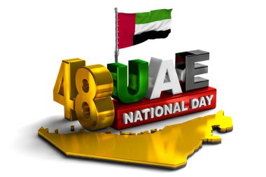 Birleşik Arap Emirlikleri Ulusal Günü Uae Balonu, Birliğin Ruhu, Uae Ulusal Bayrak Günü, Yıldönümü Kutlaması 2 Aralık, Uae 48 Bağımsızlık Günü, 3D illüstrasyon