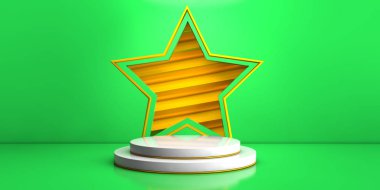 Geometrik şekilli sahne, beyaz yuvarlak platform, en az yeşillik