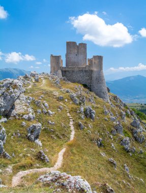 Rocca Calascio, mountaintop fortress or rocca in the Province of L'Aquila in Abruzzo, Italy. clipart