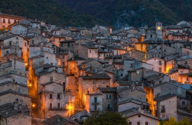 The beautiful village of Scanno in the evening, during autumn season. Abruzzo, central Italy. clipart
