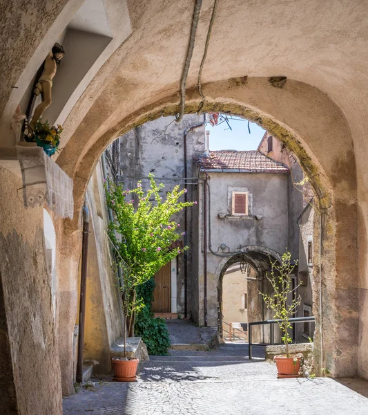 Villalago の日当たりの良い夏の朝 イタリアのアブルッツォ地方のラクイラ県 — ストック写真