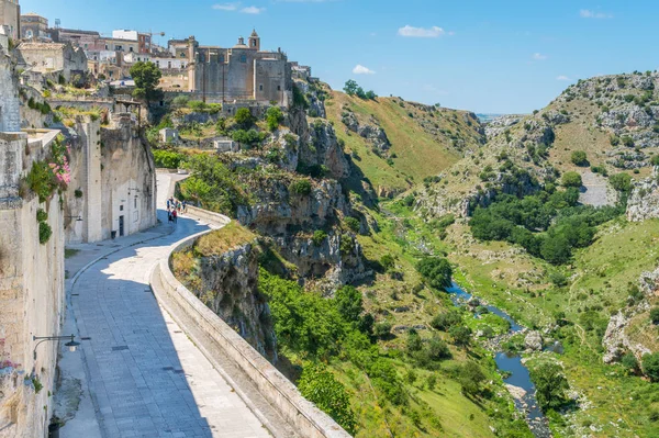 Vista Panorâmica Distrito Sassi Matera Região Basilicata Sul Itália — Fotografia de Stock