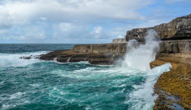 Inishmore, Aran Islands, Irlanda 'da panoramik manzara.