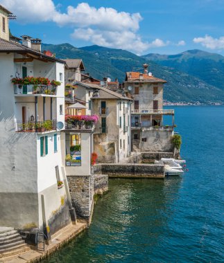 Doğal görünürde Brienno, Como Gölü, Lombardiya, İtalya.