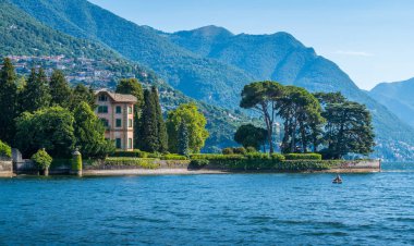 Doğal manzara Tavernola, Como Gölü, Lombardiya, İtalya.