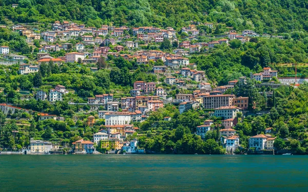 Feribot Güzel Köy Lake Como Lombardiya Talya Dan Görüldüğü Gibi — Stok fotoğraf