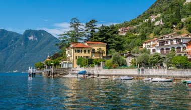 Doğal görünürde Sala Comacina, köy Como Gölü ', Lombardiya, İtalya.