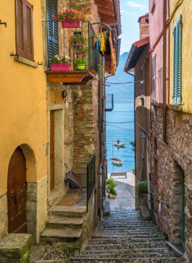 Doğal görünürde Sala Comacina, köy Como Gölü ', Lombardiya, İtalya.