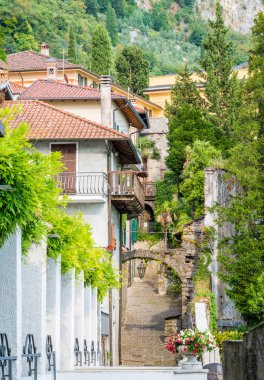 Varenna doğal görünürde bir güneşli yaz öğleden sonra Como Gölü, Lombardiya, İtalya.