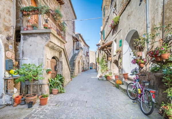 Doğal görünürde Barbarano Romano, Lazio, İtalya Viterbo eyaletinde ortaçağ köyü.