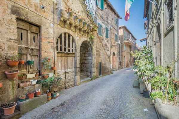 Malebný Pohled Blera Středověké Vesnice Provincii Viterbo Lazio Střední Itálie — Stock fotografie