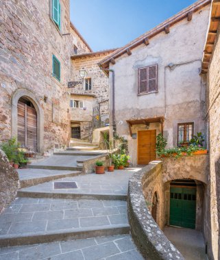 Yaz sabahı Soriano nel Cimino, Viterbo Eyaleti, Lazio, orta Italya.